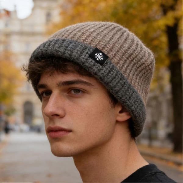 Koreansk stickad mössa - Urban vinterutrustning med optimal stretch och termisk värme Blue