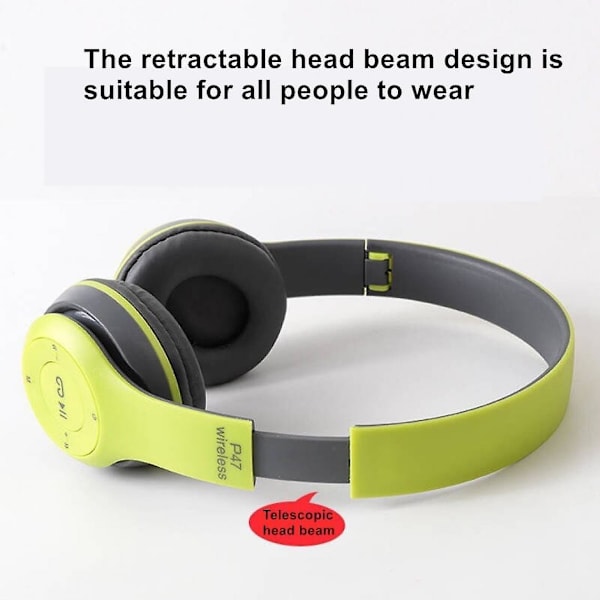 Gule trådløse hovedtelefoner, foldbar stereobas, Bluetooth-hovedtelefoner, headset til børn, gaver, med mikrofon, Bluetooth 5.0-adapter, videospil