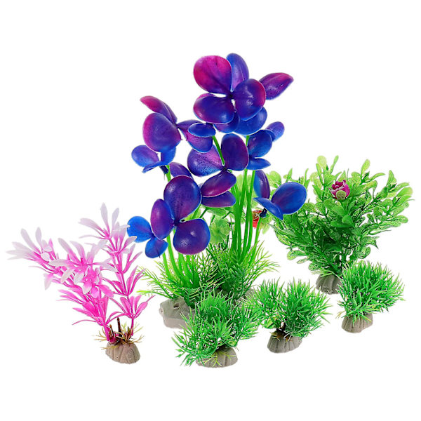 6 stk. akvarieplantedekoration realistisk kunstig undervandsgræs ornament fisketank layout plantedekoration（8.5X5X21cm，som vist）