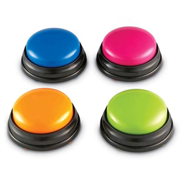 Liten storlek, lätt att bära, knapp för inspelning av ljud, interaktiv leksak för barn, svarsknapp orange+rosa+blå+grön