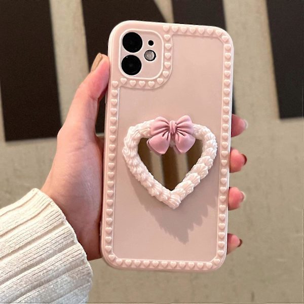 Hjärtformad Spegel iPhone-fodral Kompatibelt med iPhone 11 Lyxigt Fodral för Flickor och Kvinnor Söt Mode Kawaii TPU Silikon Skyddande