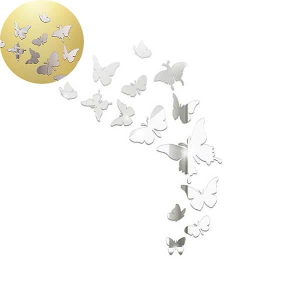 25 x Butterfly Combination 3D Speil Vegg Klistremerker Hjem Innredning (Akryl)