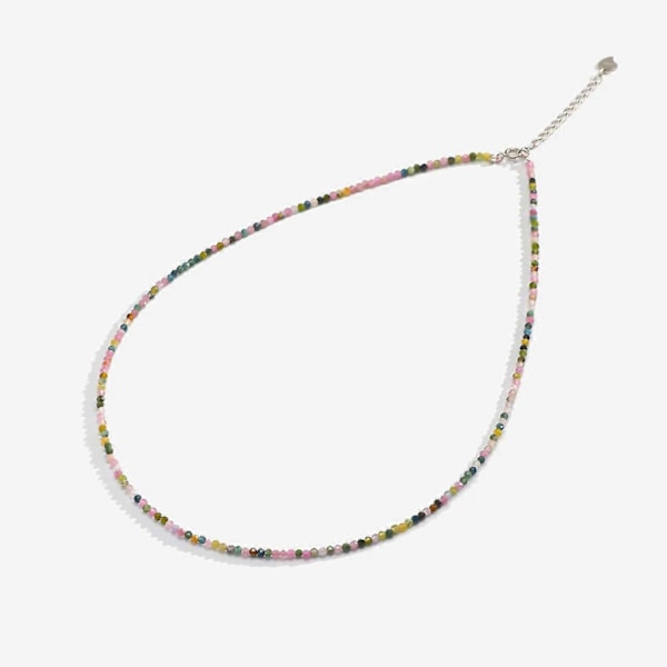 Halsband med natursten Spinell/Lapis Lazuli/ ite/Ametist/Turmalin/Ametist Kedja 2MM Silver 925 Smycken för Collier Femme (Apatit, 40-43cm)