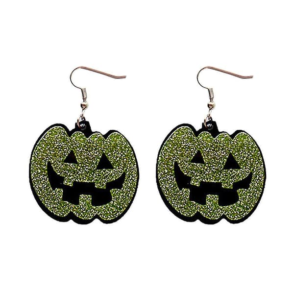 Halloween Øreringe, Retro Overdrevne Alternative Græskar Øreringe（gul-grøn）