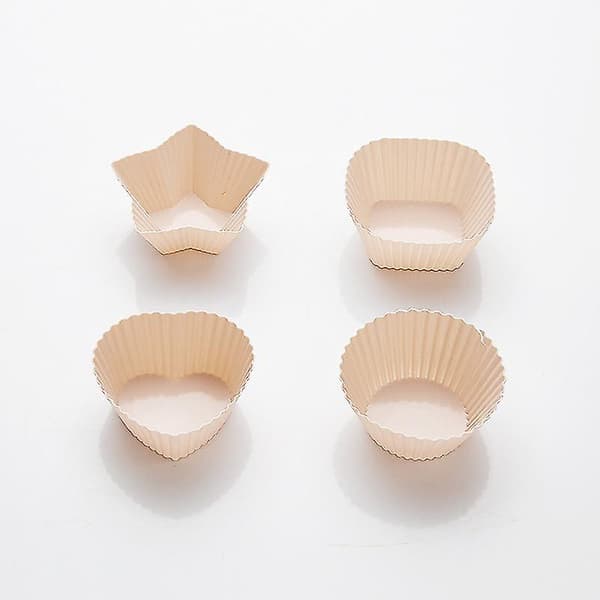 4 stk/sæt Mini 4 Stilarter Form Silikone Muffin Kage Bageforme Bagetilbehør (Abrikos)