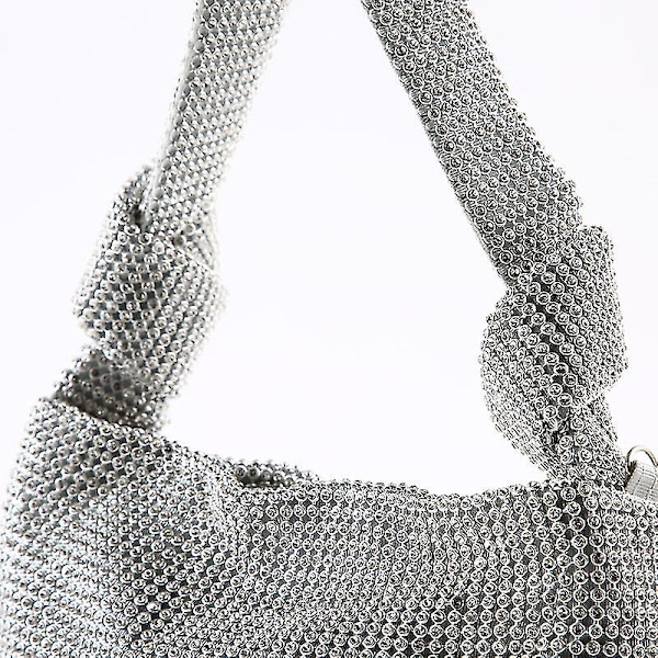 Kvinnors aftonväska silver kristall axelväska dam handväska hög lyx designer väska full av diamanter（silver）