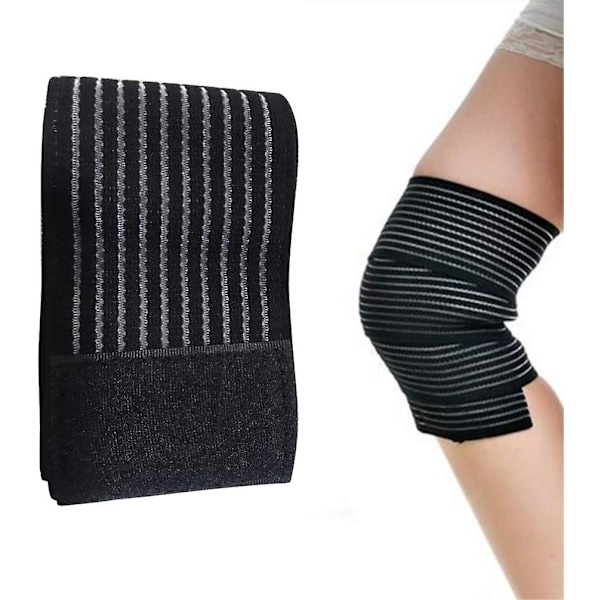 2 stk. Lang elastisk knæbandage kompressionsbandage støtte til ben, plantar fasciitis, stabiliserende ledbånd, ledsmerter, squat, basketball, løb, tennis, fodbold, fodbold knæ smertelindrende bandage