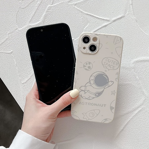 Sött skal till iPhone 13, Cool tecknad astronaut raket måne rymddesign Snygg mjuk TPU stötdämpande halkfri skyddande trendigt skal (iphone 1