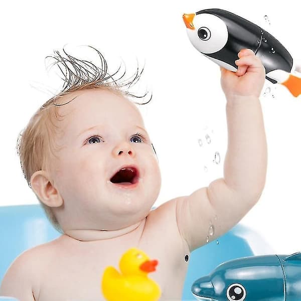 Baby badeleker bassengleker for barn badekarleker flytende vannspill (pingvinmor og barn)