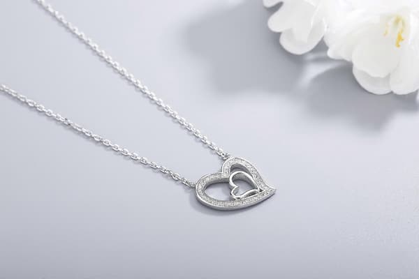 S925 Sterling Silver Lyckosamt Kärlekshjärta Halsband För Kvinnor Dotter Flickvän