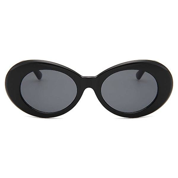Sorte store runde retro solbriller sort glas sort