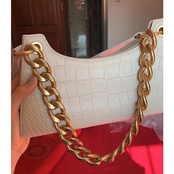 Kraftig tjock aluminium metall plånbok handtag väska kedja charm axelrem byte av handväska tillbehör dekoration (guld)