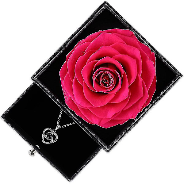Bevarad röd med dig halsband i 100 språk förtrollad blomma för mamma fru flickvän (silver)