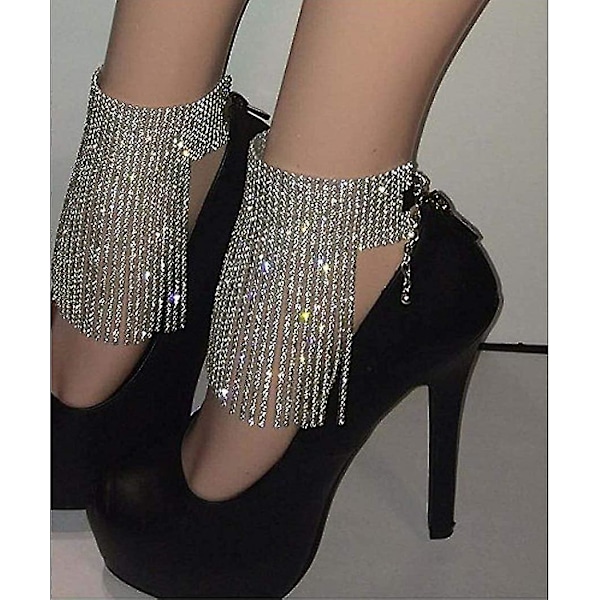 Rhinestone-nilkkaketjut Kristallihapsu nilkkakoru 2kpl Glitter Tennis Jalkaketju Häät Korut Tarvikkeet Naisille Ja Tytöille