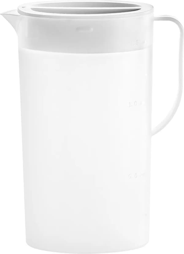 Plastvattenkanna med lock, Nordisk Vit, [Oval medium förtjockning]