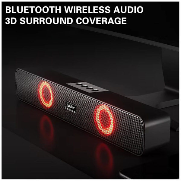 Liten Bluetooth-høyttaler Fargerik Bluetooth-høyttaler med lys, høyt volum Stereo-datamaskin, Multimedia Bluetooth-lyd