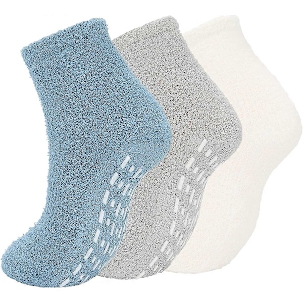 Sjukhussockor Halksäkra Sockor med Grepp för Kvinnor Fuzzy Fluffy Grippy Sockor Varma Toffelsockor med Grepp för Kvinnor