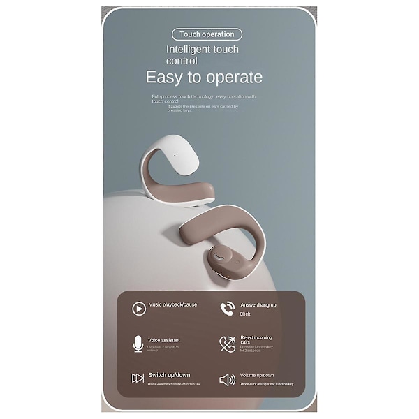 Riippuva korva Bluetooth-kuuloke Open Bluetooth 5.3 Langaton melunvaimennuskuuloke Langaton latauskuuloke Musta（Musta）