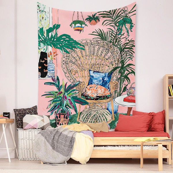Wekity Botanisk Boho Hjem Gobelin Æstetisk Kunst Hjem Baggrund Stof Ornament Gave Mandala Gobelin Ornament (ZJ825-57, 39 X 59 Tommer)