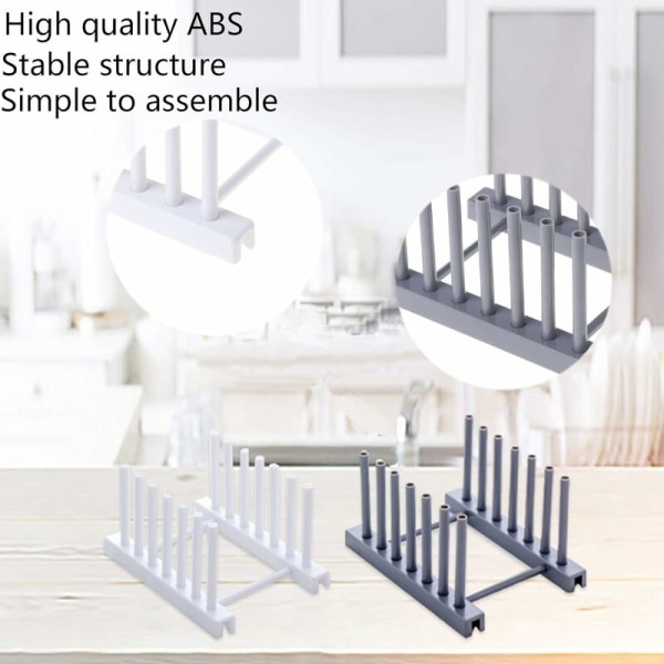 2 kpl tiskihyllyn kannen pidike muovinen astiankuivauslautasen kannen pidike lautasille, kulhoille, kupeille, kattiloiden kansille, leikkuulaudoille, kirjoille - 6 telinettä