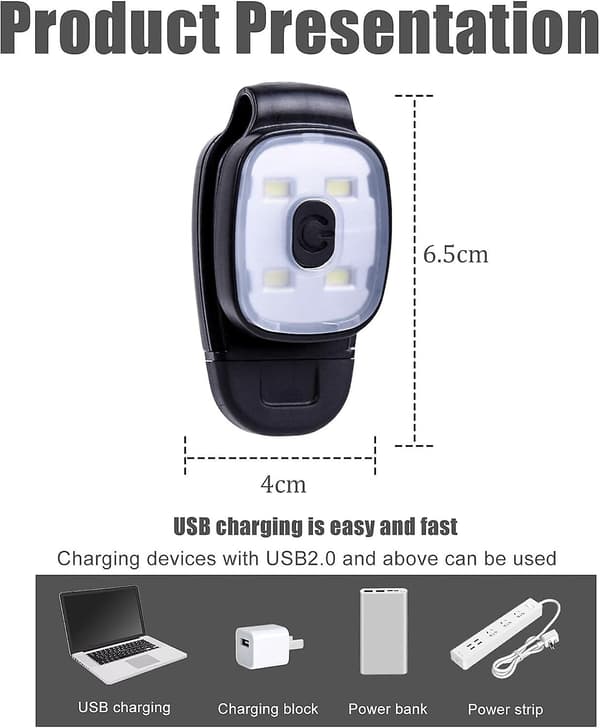 Løpeklipslys for løpere (4 stk.) - LED-klipslys for nattløping
