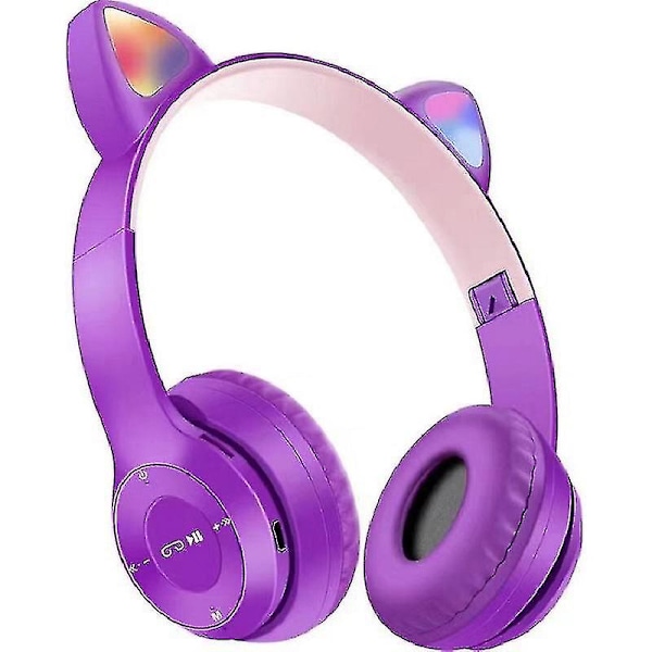 Hörlurar P47m Bluetooth-kompatibla huvudmonterade lysande kattungeöron casual stereo