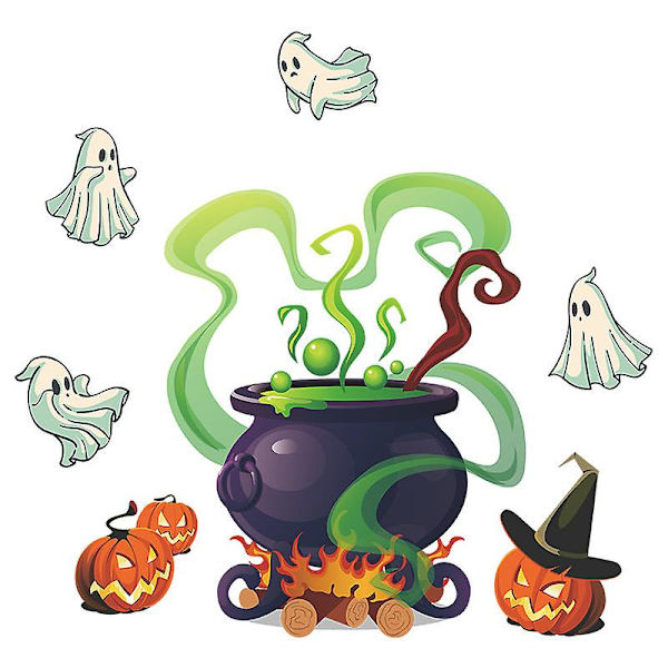 Dww-Halloween tecknad pumpa häxa soppa barn badrum badrum toalett hem dekoration väggdekaler självhäftande