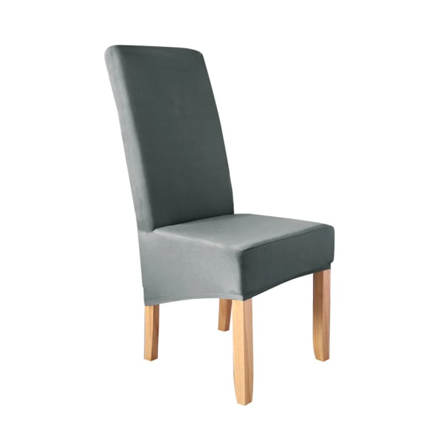 Set med 4 enfärgade cover Stretch stolskydd, halkfri, avtagbar och tvättbar för hotellstolen mörkgrå