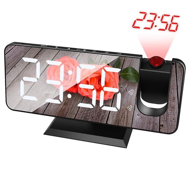 LED-väckarklocka med digital display, stor skärm, projektionsklocka, spegelväckarklocka