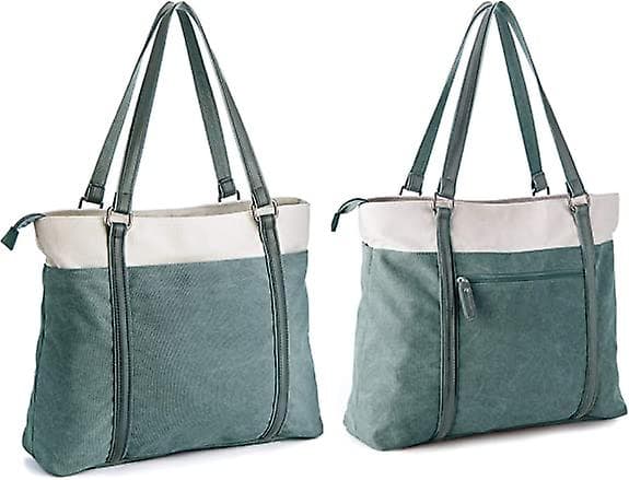 Kvinder Laptop Tote Arbejde Let Patchwork Lærred 15.6\" Tote Pung