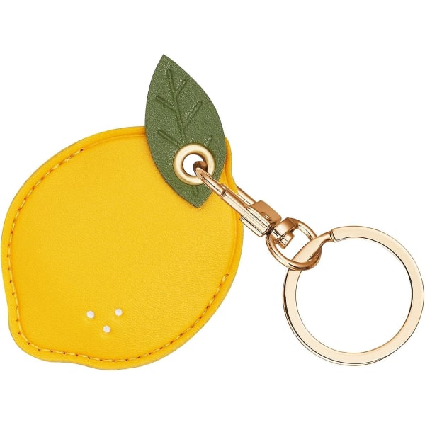 AirTag -nyckelring, sött Pu case för Apple AirTag, bärbar nyckelsökare för husdjursnycklar för barn, [Access Control Keychain] (AirTag ingår ej) (citron)