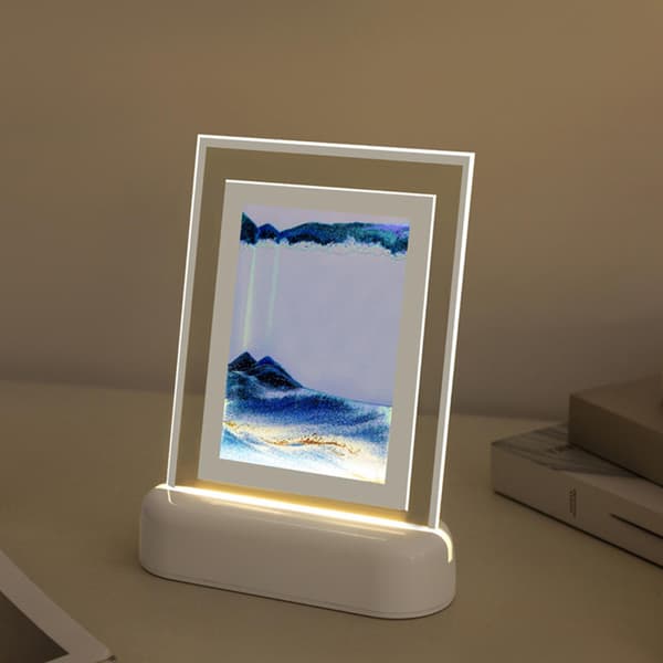 Flytende sandkunstmaleri nattlys, 3D sandlandskap