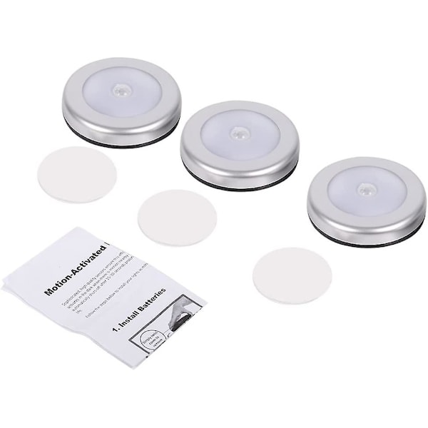 Automatisk nattljus sensor med rörelsesensor; Sensorlampor 3 runda LED-sensorer