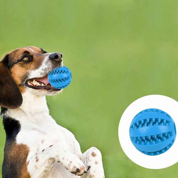 Hundebold, pakke med 4 hundelegetøj, robust gummibold, hundelegebold, tyggelegetøj til mellemstore og små hunde, rene tænder (mørkeblå, grøn, rød, gul)