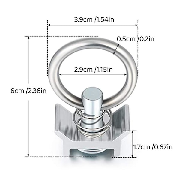 L-spår Flygplans Aluminium Enstaka Stud Montering Tie Down Ankare Snabbkrok (6PCS)