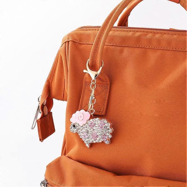 Fårnyckelring med strass, väskberlock för kvinnor, present, lättviktslegering Pink