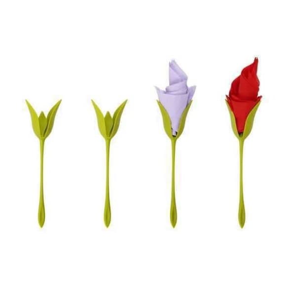 Blomster- og bladformet grøn håndklædeholder, servietstander til hotel, restaurant spisebordsdekoration (8 stk.)