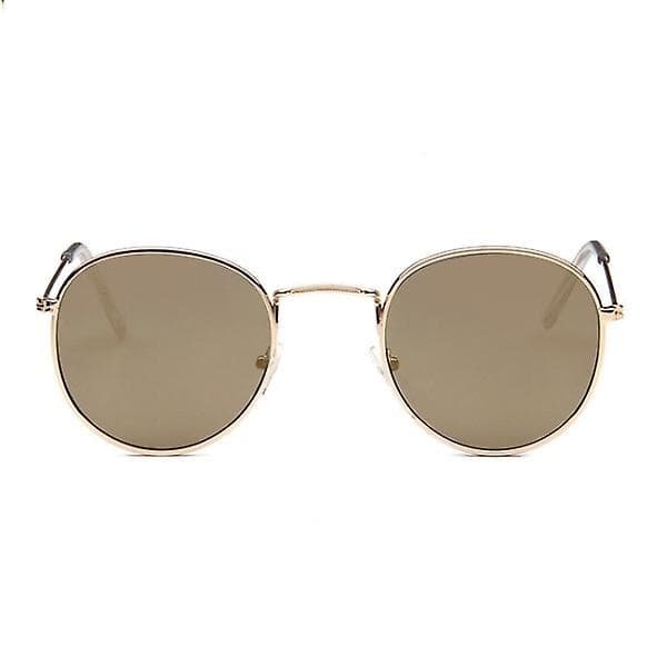 Runda solglasögon Retro Guld Brun Glas Guld