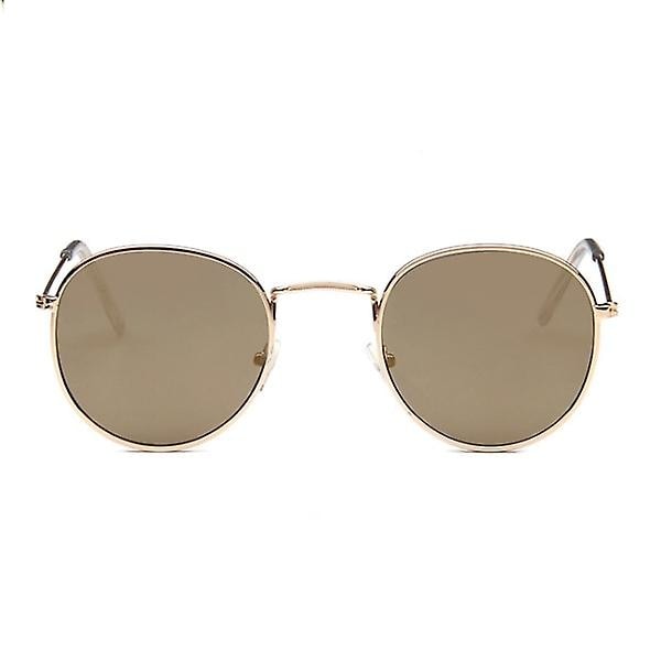 Runde solbriller Retro Guld Brun Glas Guld