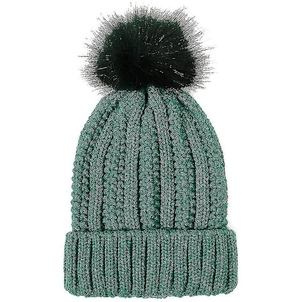 Vinterhue til kvinder - Chunky Fleece Faux Fur Pom Pom Bobble Hat