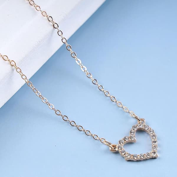 DWW-Crystal Heart Halskæde Guld Cz Hjerte Vedhæng Halskæde Hjerte Halskæde