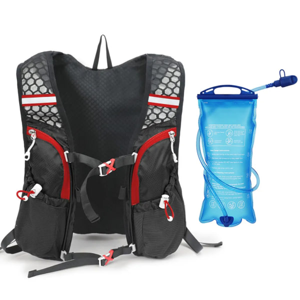 Hydration Ryggsäck med 2L hydreringsblåsa Ultralätt, andningsbar vätskeväst för utomhuslöpning, cykling, bergsklättring