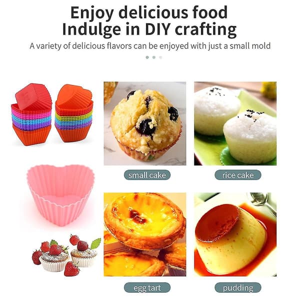 Silikone Cupcake Bageforme 30-pak, 2,75-tommer Silikone Bageforme, Genanvendelige (Flerfarvet)