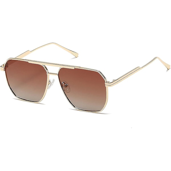 Polarized Sunglasses Womens Men Retro Oversized Square Vintage Fashion Shades Classic Large Metal Sun Glasses