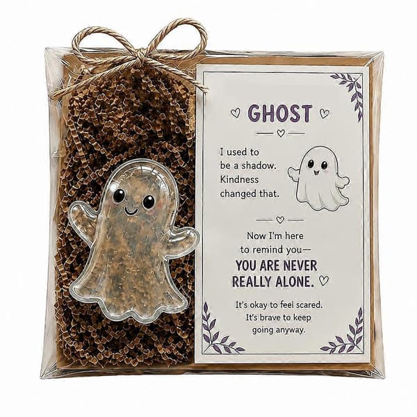 Halloween-present för humörstöd – Mini-minnessak i glas för stresslindring C