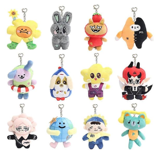 Plysch nyckelringshänge PP-bomull 8-14 cm sött karaktärssortiment present Nani