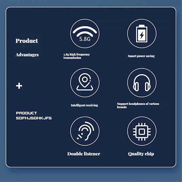 5,8G trådløst in-ear monitorsystem trådløst hodetelefon øretelefon monitorsystem sender mottaker automatisk sammenkobling (svart)