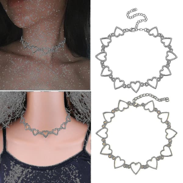 2x Choker Halsband Geometrisk Cirkel Statement Choker 28+7 cm Hänge