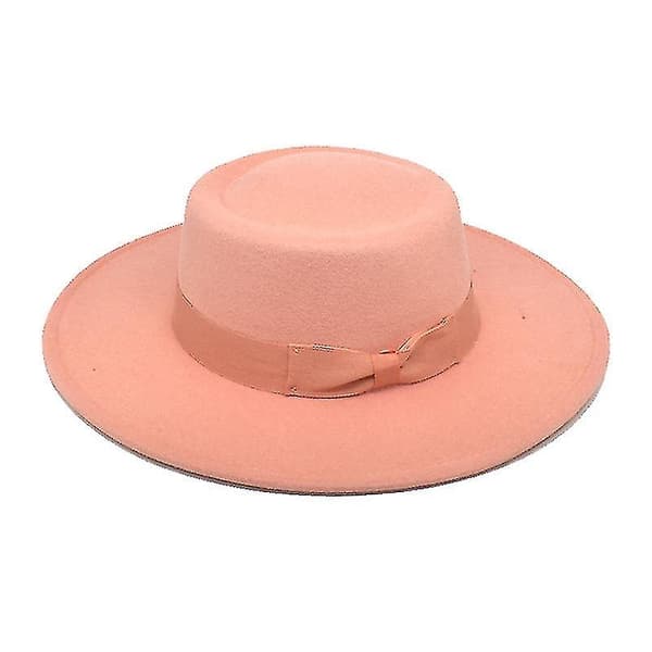 Dam ull platt fedora hatt Panama jazz hatt (rosa)