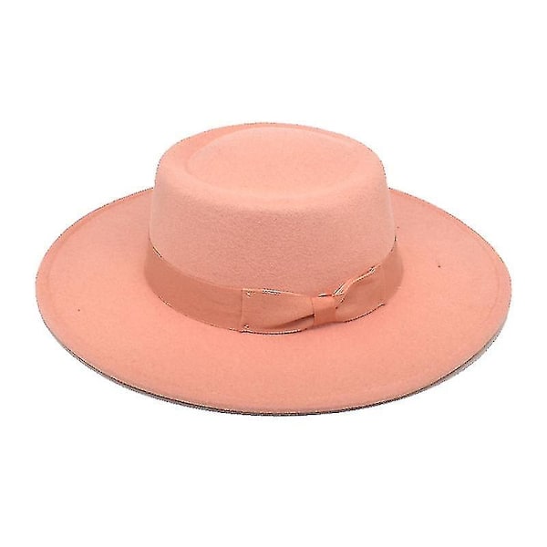 Dame Uld Flade Fedora Hat Panama Jazz Hat（pink）